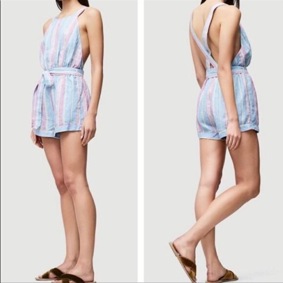 Frame Linen Striped Romper NEW Size Small - Picture 1 of 10